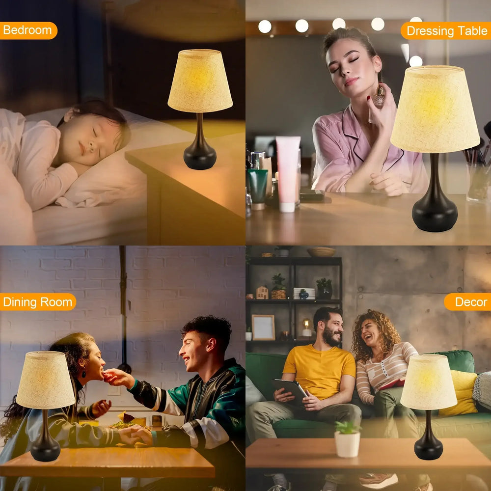 LOFTER-PRO Touch Table Lamps for Bedroom, 3-Way Dimmable Bedside Lamp - Home Decor, Touch Controlled Small Light For Bedroom, Living Room, Office, Desk (Including LED Bulbs) - USA MEGA SHOP