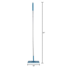 Flat wet/dry mop with blue handle and white base, 51 in tall