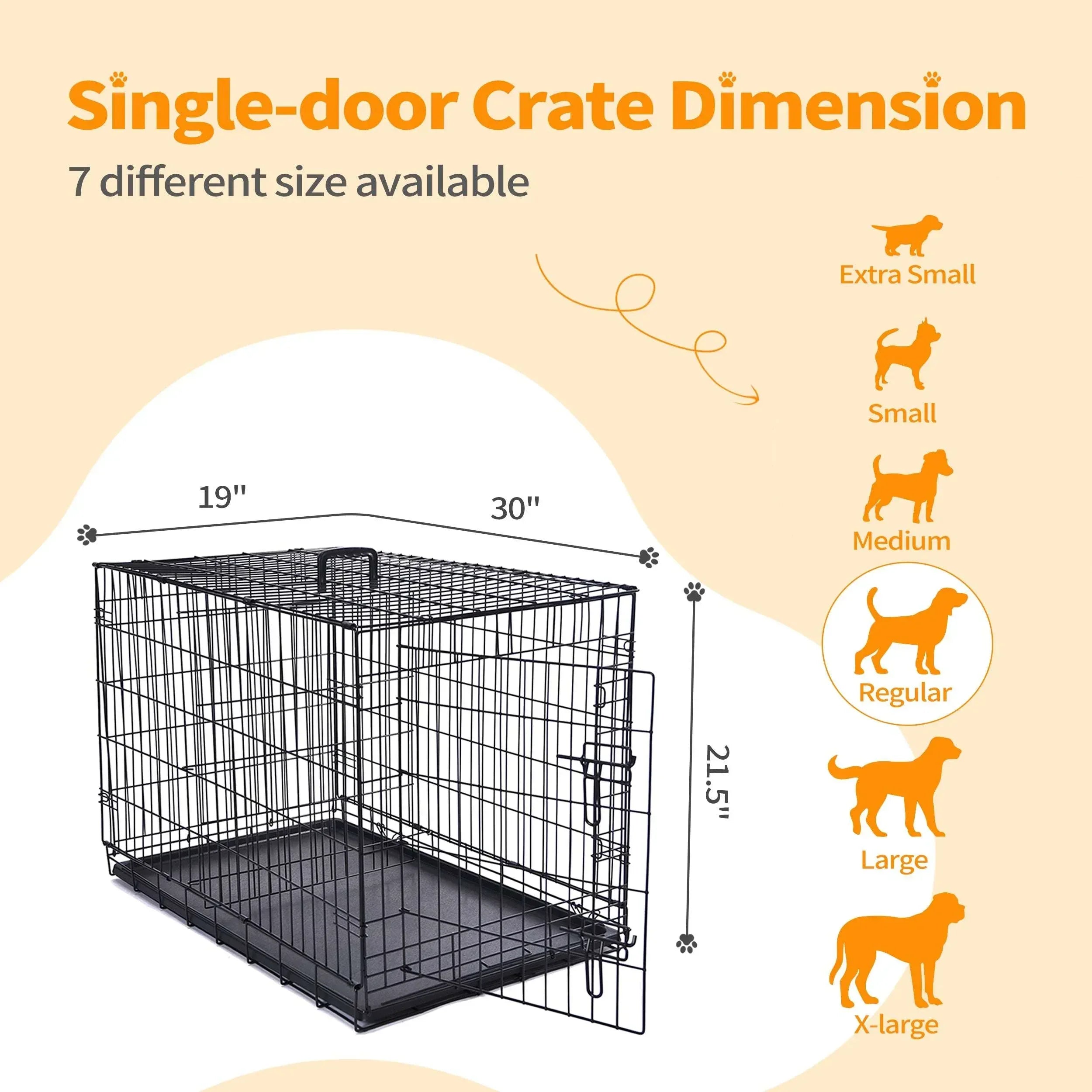Max & Marlow Single-Door Dog Crate, Foldable Metal Wire Kennel, Portable, Tray and Divider Included, 30" x 19" x 21.5"