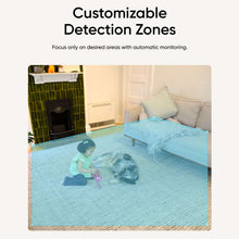Indoor security camera live view with detection zone overlay