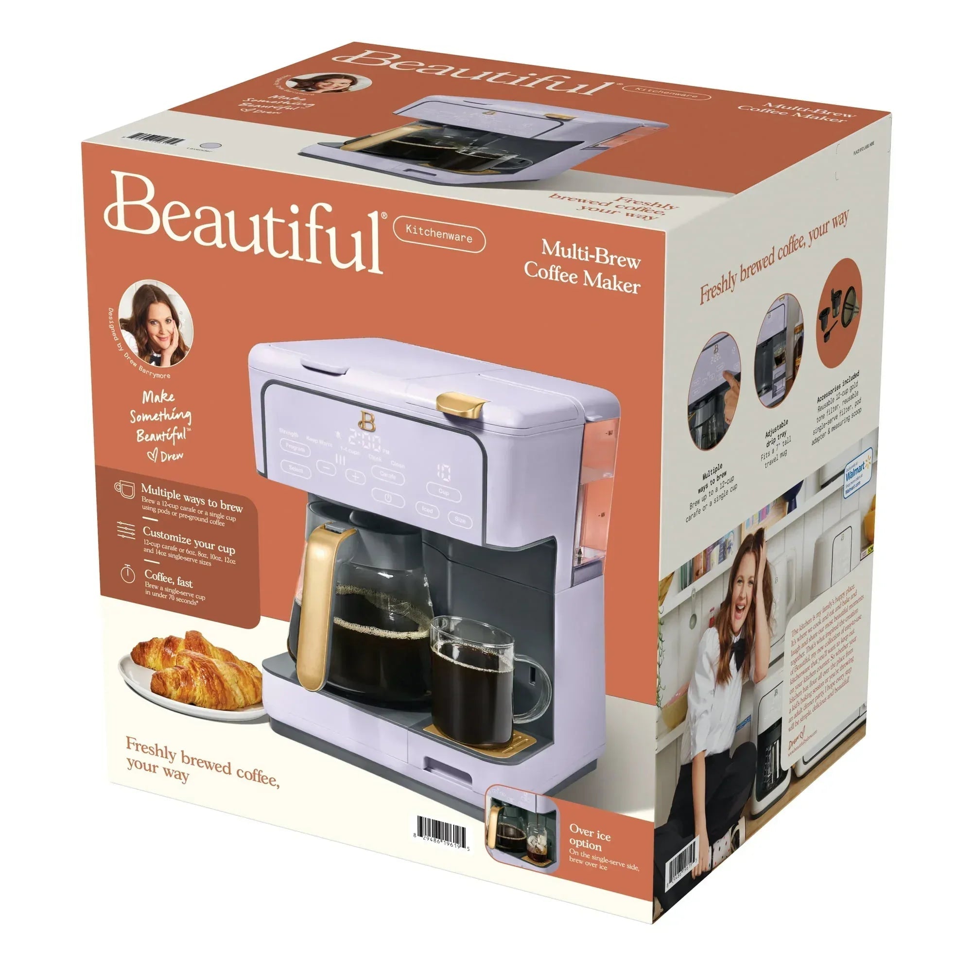 Beautiful Multi-Brew 12-Cup Programmable Drip & Single-Serve Coffee Maker, White Icing by Drew Barrymore