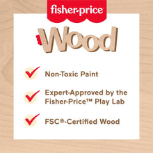 Fisher-Price Wood pretend play set box with non-toxic paint and FSC wood badges