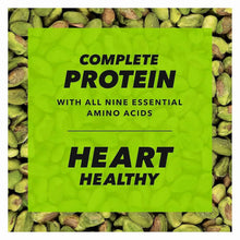 Heart-healthy complete protein message on pistachio snack packaging