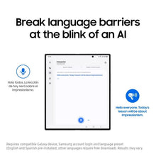 Bluetooth earbuds translation feature screen with microphone and chat icons