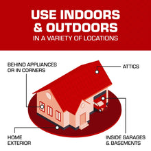 House illustration showing indoor and outdoor locations for mouse bait use