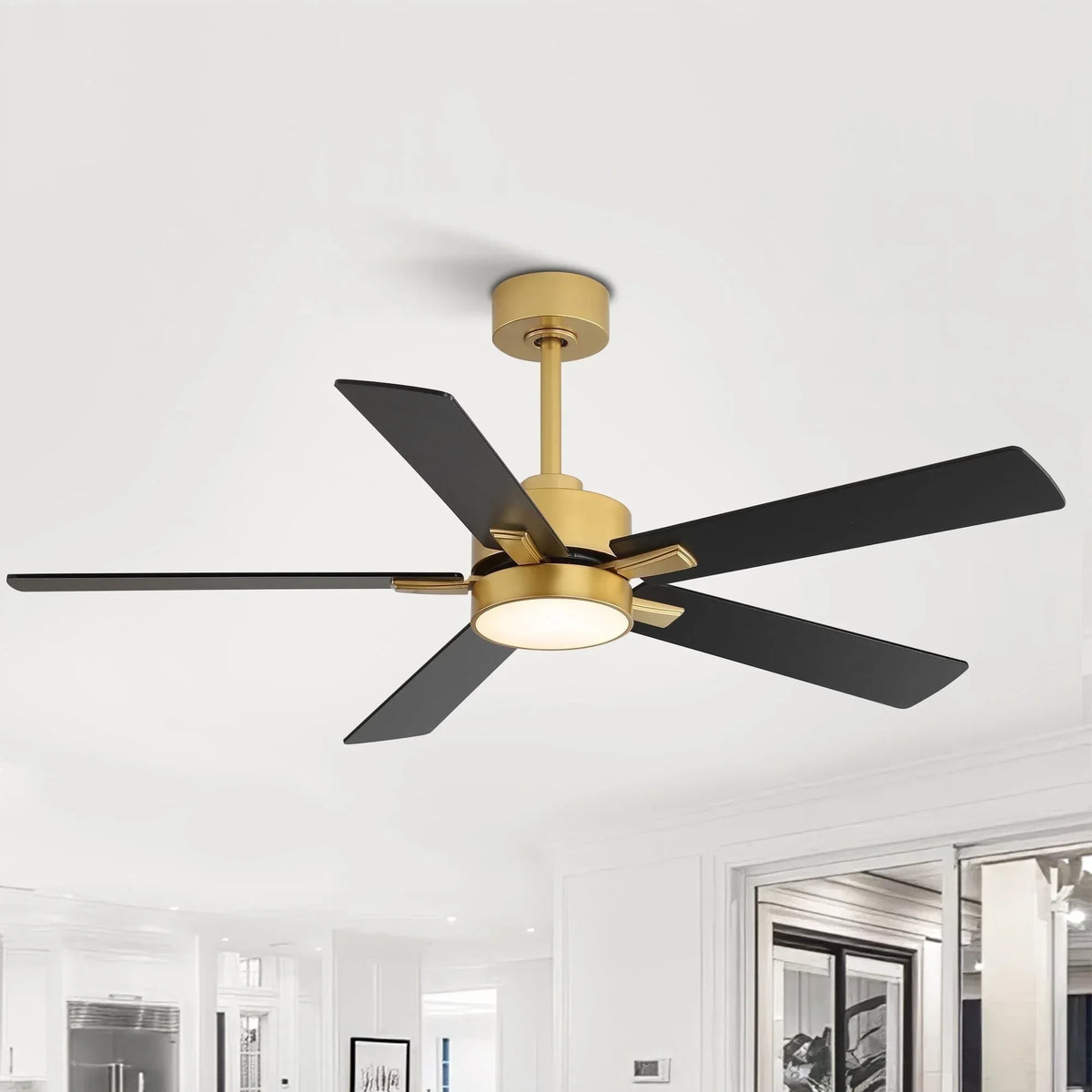 ALKAFY 52 inch Gold & Black LED Ceiling Fan with Remote - Adjustable Reversible Motor for Bedroom Living Room - USA MEGA SHOP