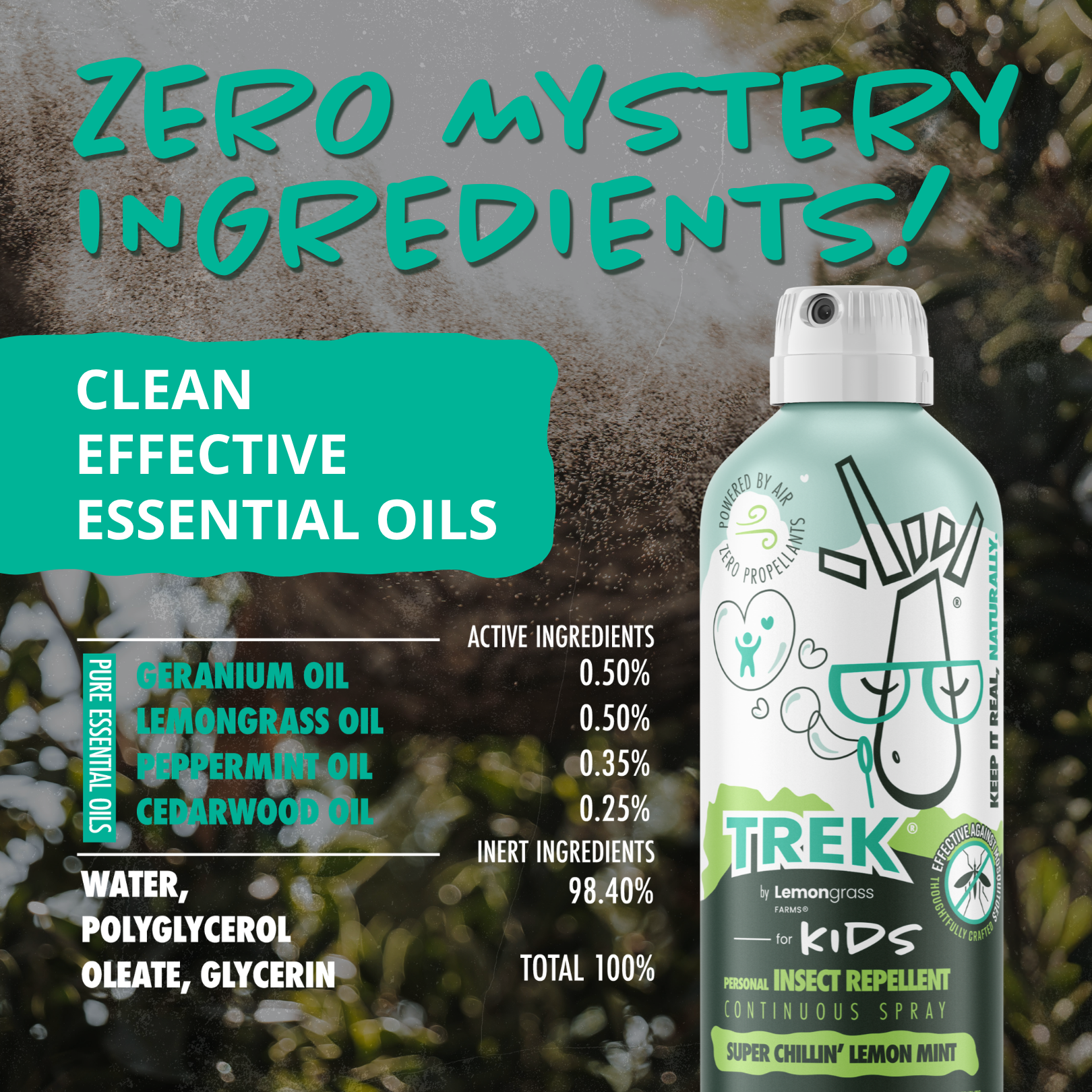 Lemongrass Farms Trek for Kids All Natural Insect Repellent, Continuous Spray, 8 oz
