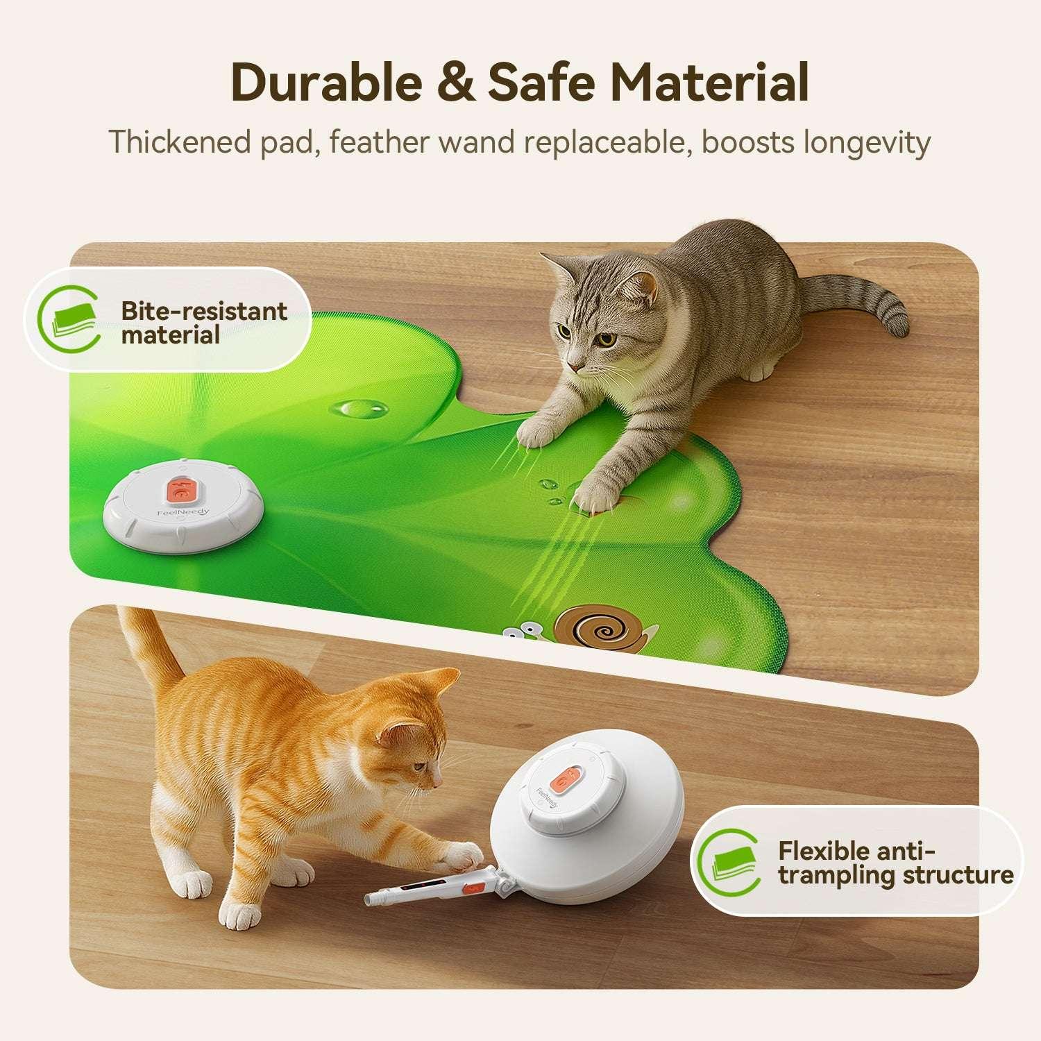 FeelNeedy 2 in 1 Interactive Cat Toys for Indoor Cats, Automatic Rechargeable Hide and Seek Cat Toy with Moving Concealed Feathers and Red Dot for Cats and Kittens Self Playing - USA MEGA SHOP