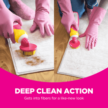 Carpet & upholstery stain remover used with star brush head to scrub a rug