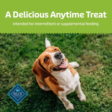 Dog running outdoors, with Blue Buffalo Health Bars treat badge