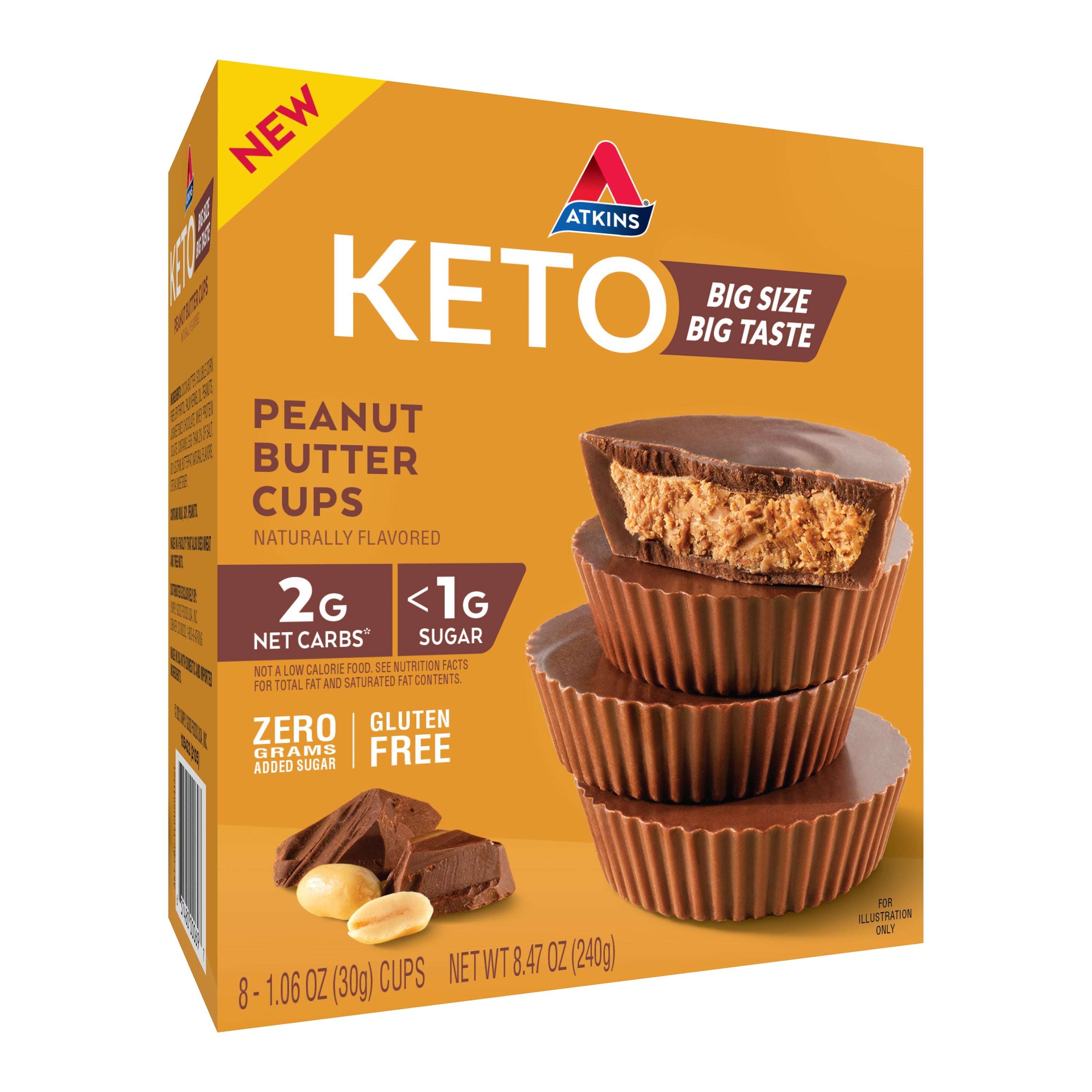 Atkins Keto Peanut Butter Cups, Gluten Free, 1.06 oz, 8 Count