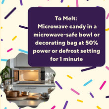 Candy melts label: microwave in a microwave-safe bowl at 50% power for 1 minute