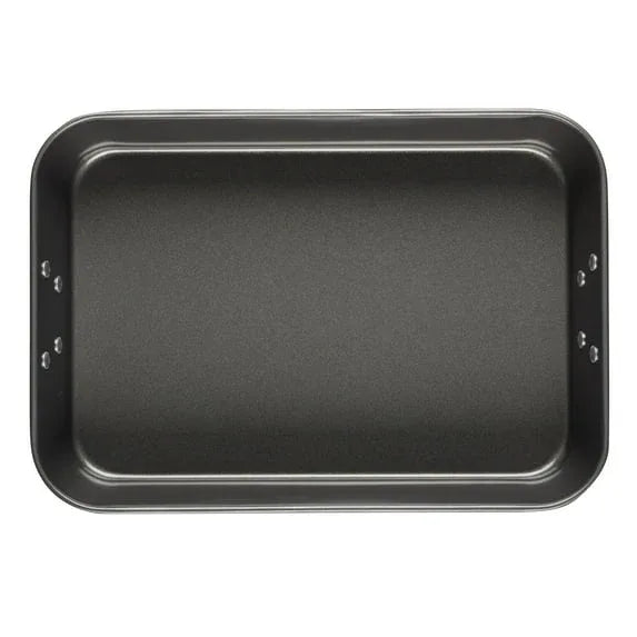 Farberware Bakeware Roasting Pan with Removable Flat Rack - 10.5x15 Inches, Dishwasher Safe, Oven-Safe to 450°F, Non-Stick Finish, Gray