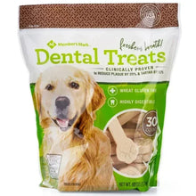 Member'S Mark dental chew treats bag for dogs, front with dog and Dental Treats text