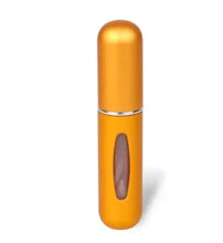 Refillable perfume atomizer bottle, orange matte finish, flip-top sprayer