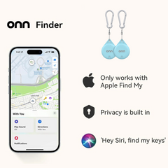 onn Wireless Item Locator 2-Pack, MFi Certified, Blue