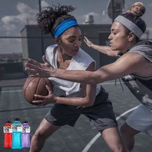 Powerade Zero sports drink bottles in red and blue, shown at bottom left