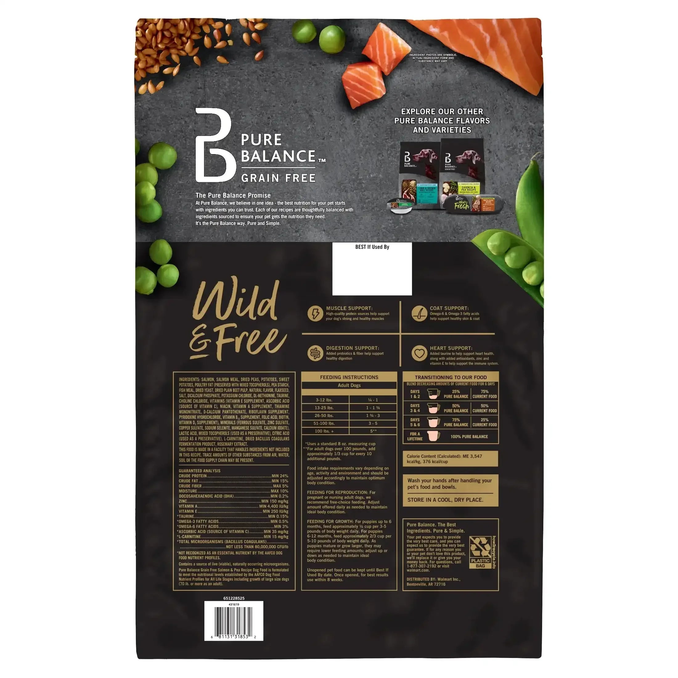 Pure Balance Wild & Free Grain-Free Salmon & Pea Recipe Dry Dog Food, 24 lbs - USA MEGA SHOP