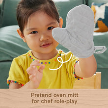 Pretend oven mitt for chef role-play with quilted gray oven-safe style