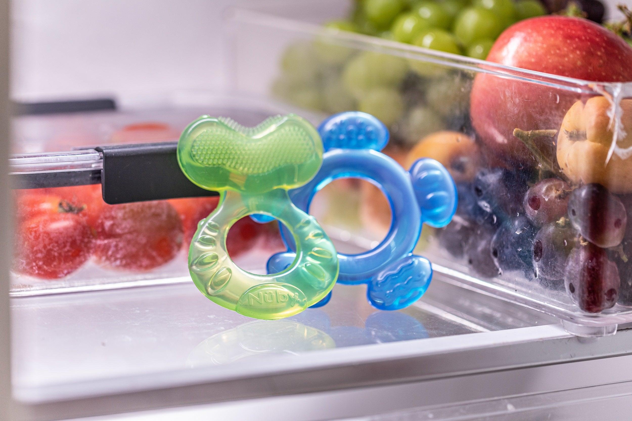 Nuby 3-Step Soothing Teether Set for Infants, Green/Blue/Yellow Unisex Baby Teethers, 3 Count