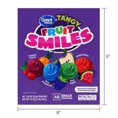 Great Value Fruit Smiles Snacks, Tangy Flavor, 40 Count