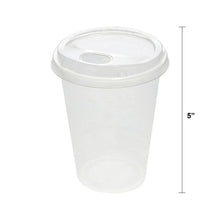 Clear plastic cup with sip lid, 5-inch height