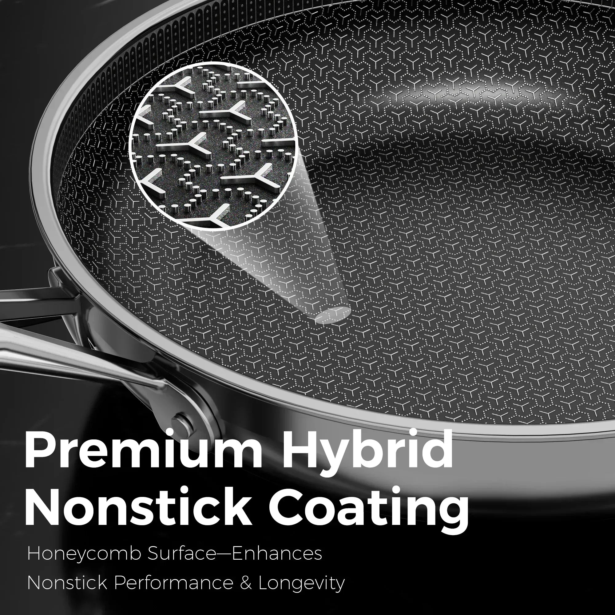 naturepan 3-Ply Hybrid Diamond-Titanium Ceramic Nonstick Frying Pan Set, 3-Piece (8,9.5” & 11”), Stainless Steel Pan, Dishwasher Safe & Oven Safe