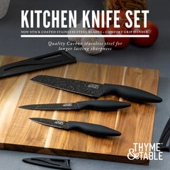 Thyme & Table Non-Stick Coated High Carbon Stainless Steel Speckled Kitchen Knives, 3 Piece Set