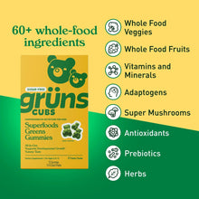 Kids sugar-free gummy package with whole-food ingredient list and nutrition icons