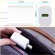 White compact USB wall charger with two prongs and green USB port