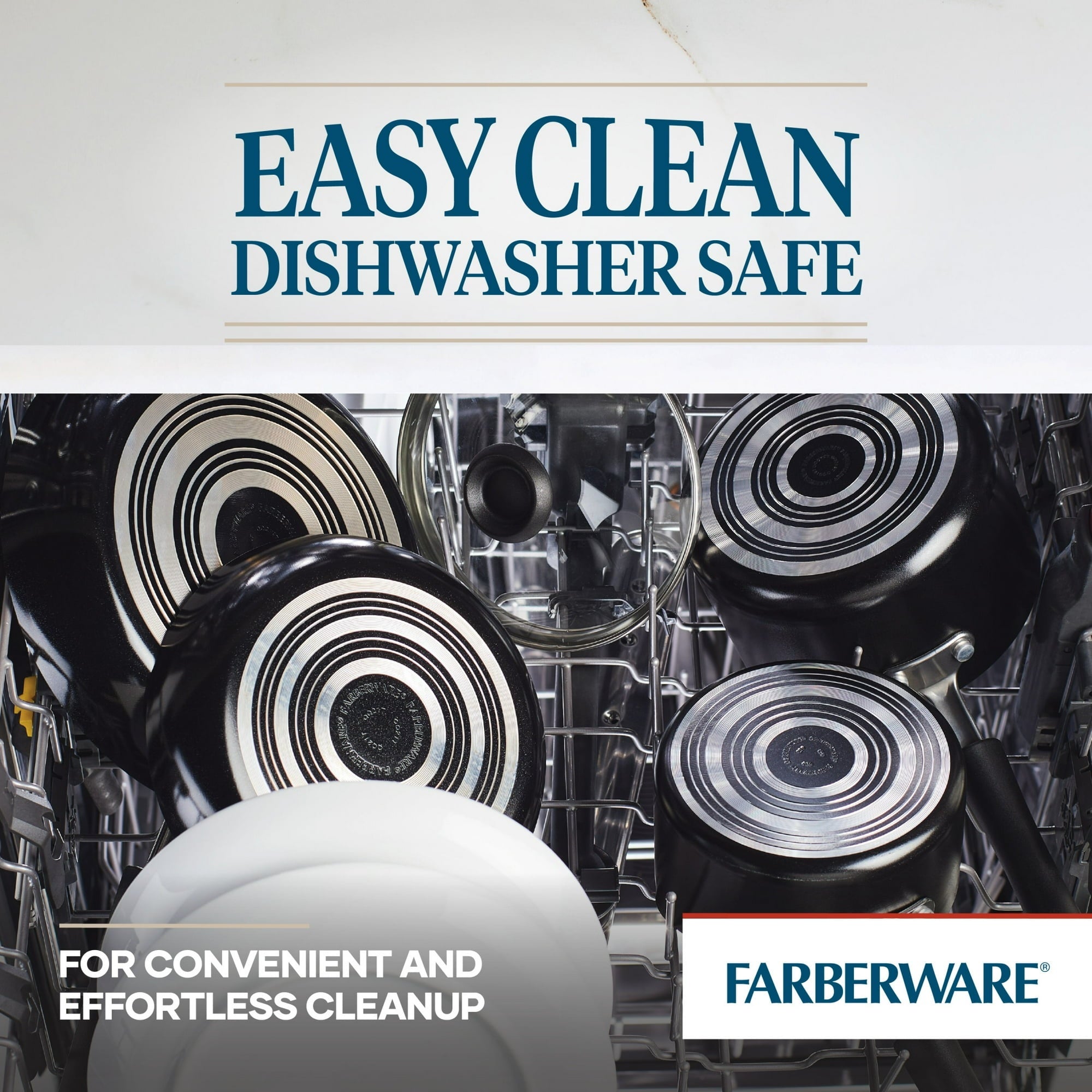 Farberware Easy Clean 3 Pcs Nonstick Frying Pans / Skillets, Dishwasher Safe, 8 Inch, 9.75 Inch, 12 Inch, Black