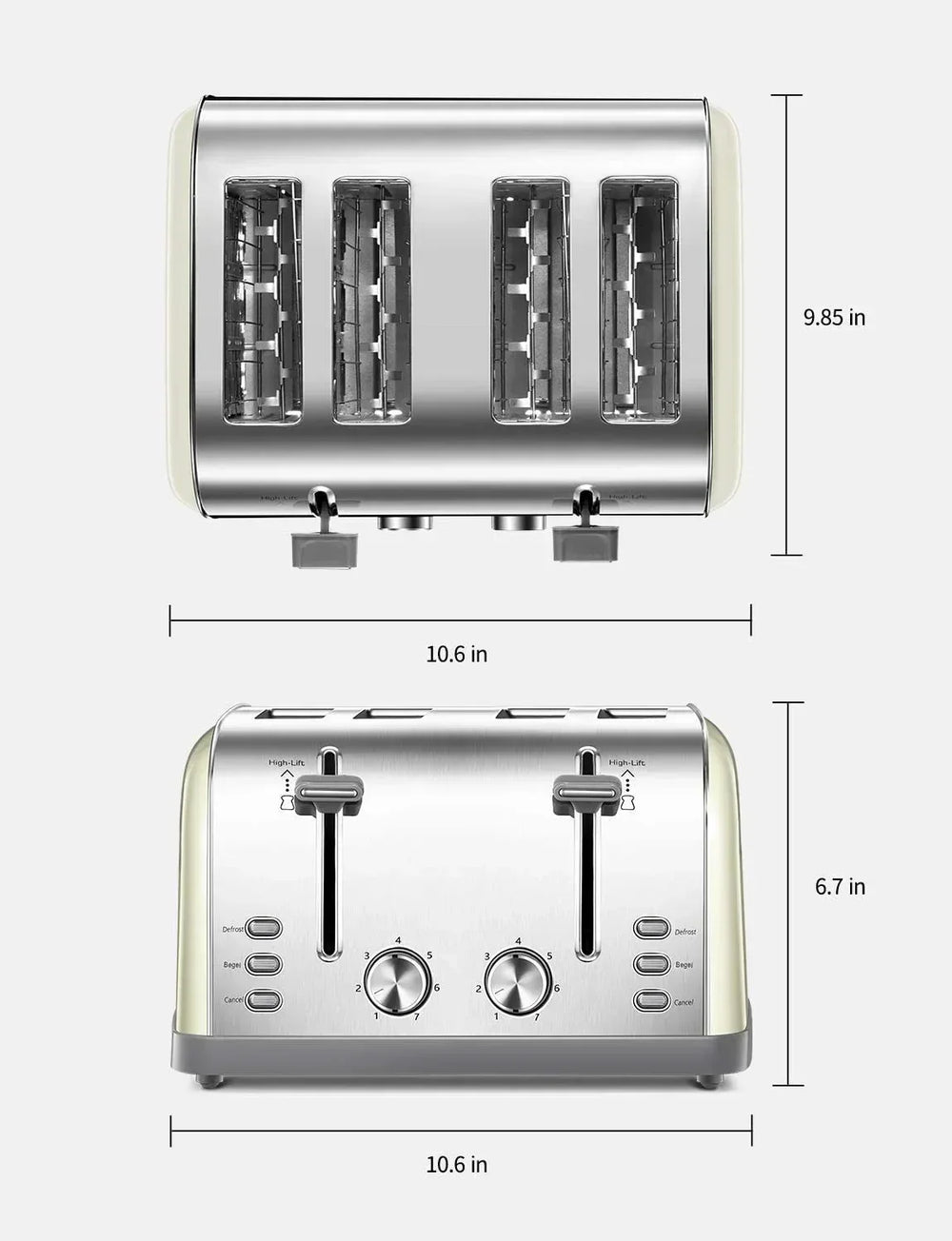 Toaster, Retro Bagel Toaster Toaster with 7 Bread Shade Settings, 2 Extra Wide Slots, Defrost/Bagel/Cancel Function, Removable Crumb Tray, Stainless Steel Toaster by Yabano, Silver - USA MEGA SHOP