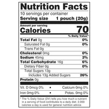 bettergoods nutrition facts panel for organic mixed berry fruit snacks, 70 calories