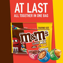 M&M's Classic Mix sharing size bag with 'At last together in one bag' label