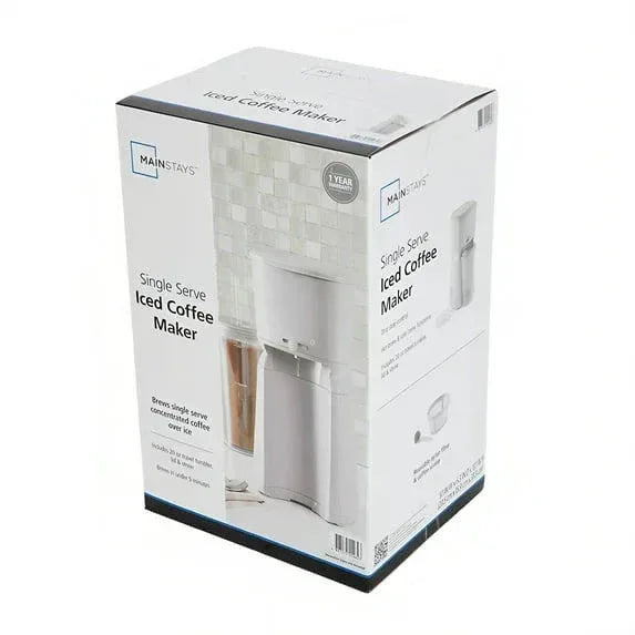 Mainstays Single Serve Iced Coffee Maker, Soft Silver - USA MEGA SHOP