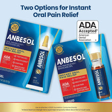 Anbesol instant oral pain relief boxes and oral pain relief gel with liquid bottle