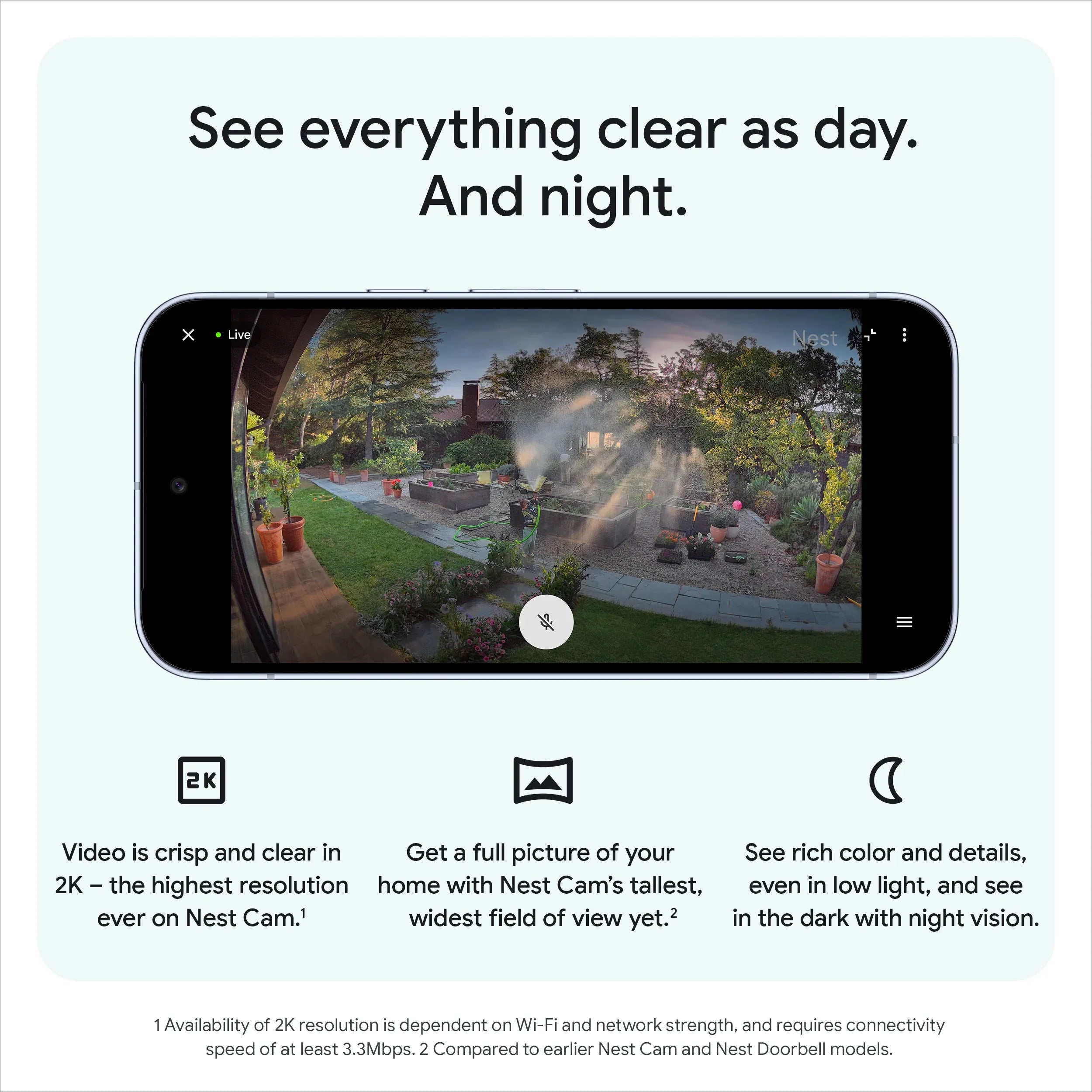 Google Nest Cam Outdoor Security Camera 2nd Gen with 2K Video and Gemini Compatibility