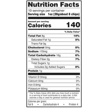bettergoods tortilla chips nutrition facts panel, 140 calories per serving