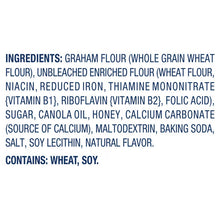 Ingredients and contains wheat, soy panel for honey graham snacks