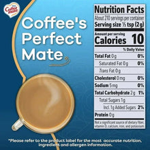 Nutrition facts for coffee creamer: 10 calories per serving.