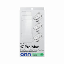 iPhone 17 Pro Max tempered glass screen protector 3-pack in retail box