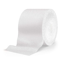 White bubble cushioning wrap with small bubble sheet, cut roll end