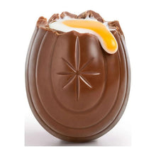 Chocolate Easter egg candy shell with yellow creme fondant filling
