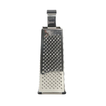 4-sided stainless steel grater with black handle and fine-hole face