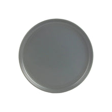 Matte gray stoneware dinner plate with concentric border