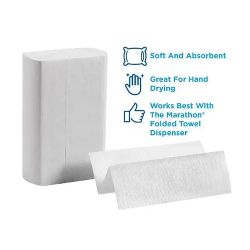 Marathon Multifold 1-Ply Paper Towels, White, 9.2" X 9.4" (250 Towels/Pk., 16 Pks.)