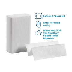 Marathon Multifold 1-Ply Paper Towels, White, 9.2" X 9.4" (250 Towels/Pk., 16 Pks.)