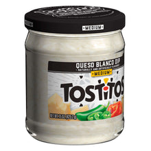 Queso blanco dip jar, medium, front label with white dip visible through glass