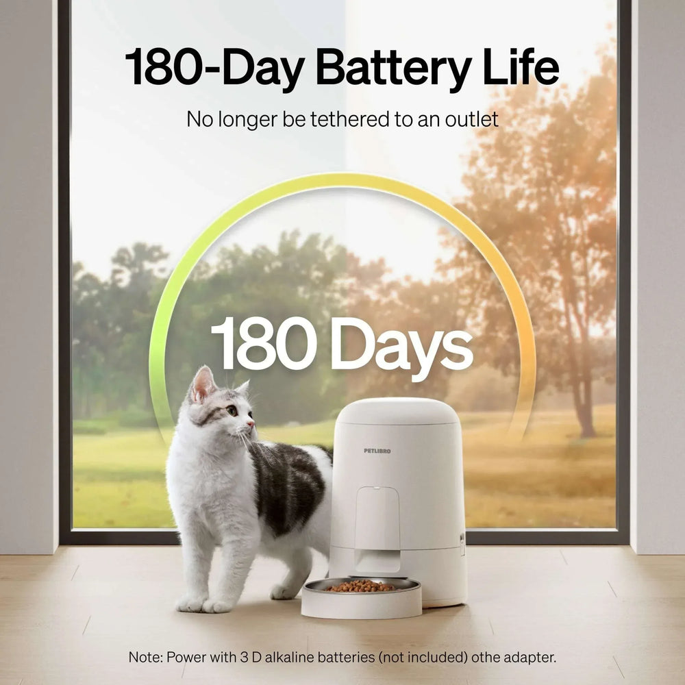Petlibro 2L Air Automatic Cat Feeder, Battery-Operated Food Dispenser with 180-Day Battery Life, AIR Timed Feeder for Cats & Dogs, White - USA MEGA SHOP