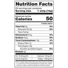 Fruit strips Nutrition Facts: 1 strip (14g), 50 calories